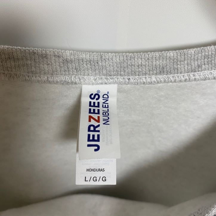 古着 used JERZEES ジャージーズ 長袖プリントスウェット トレーナー ノルディック 霜降りカラー レトロ Lサイズ