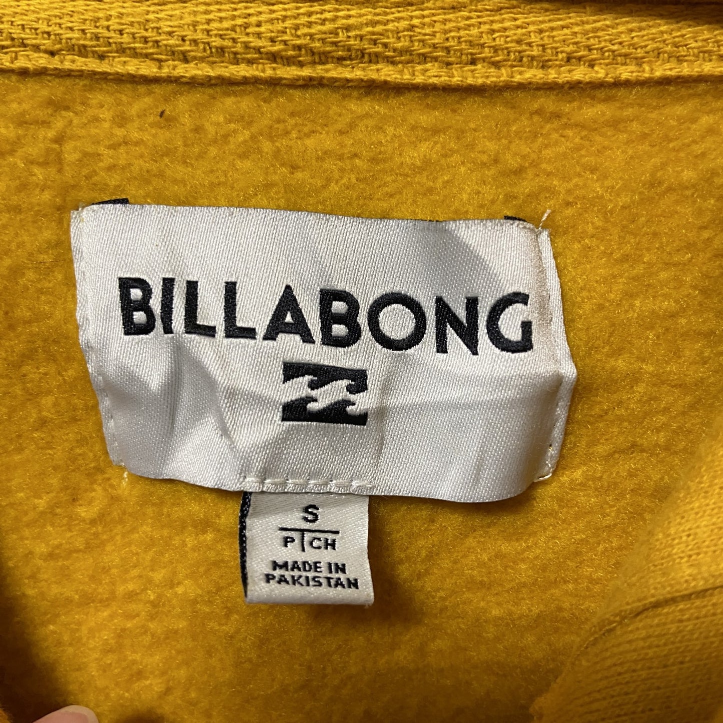 古着 used BILLABONG ビラボン 長袖ロゴプリントパーカー スウェット プルオーバー 黄色 イエロー Sサイズ
