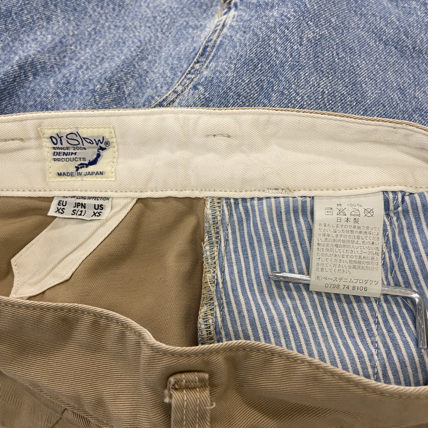 orSlow オアスロウ チノクロップドタックパンツ ジップフライ ベージュ XSサイズ