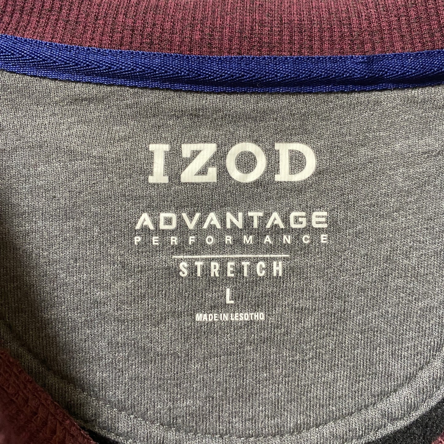 古着 used IZOD アイゾッド 長袖ワンポイントロゴ刺繍スウェット トレーナー クルーネック ワインレッド えんじ Lサイズ