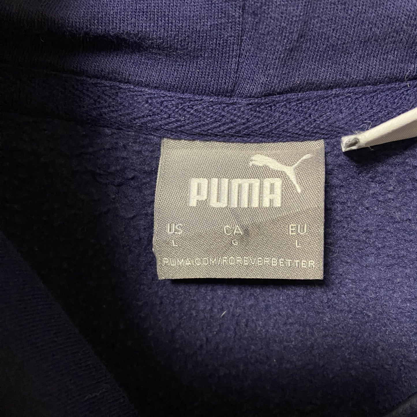 古着 used puma プーマ 長袖パーカー フード付きスウェット プルオーバー ワンポイントロゴ ネイビー Lサイズ