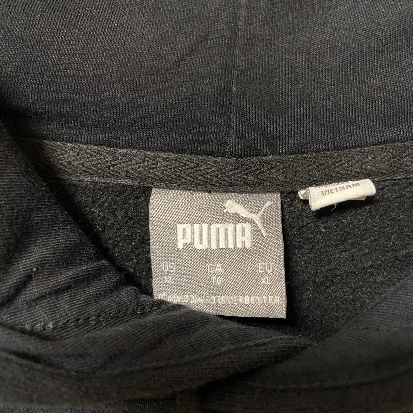 古着 used puma プーマ 長袖ロゴパーカー フード付きスウェット プルオーバー 黒 ブラック XLサイズ