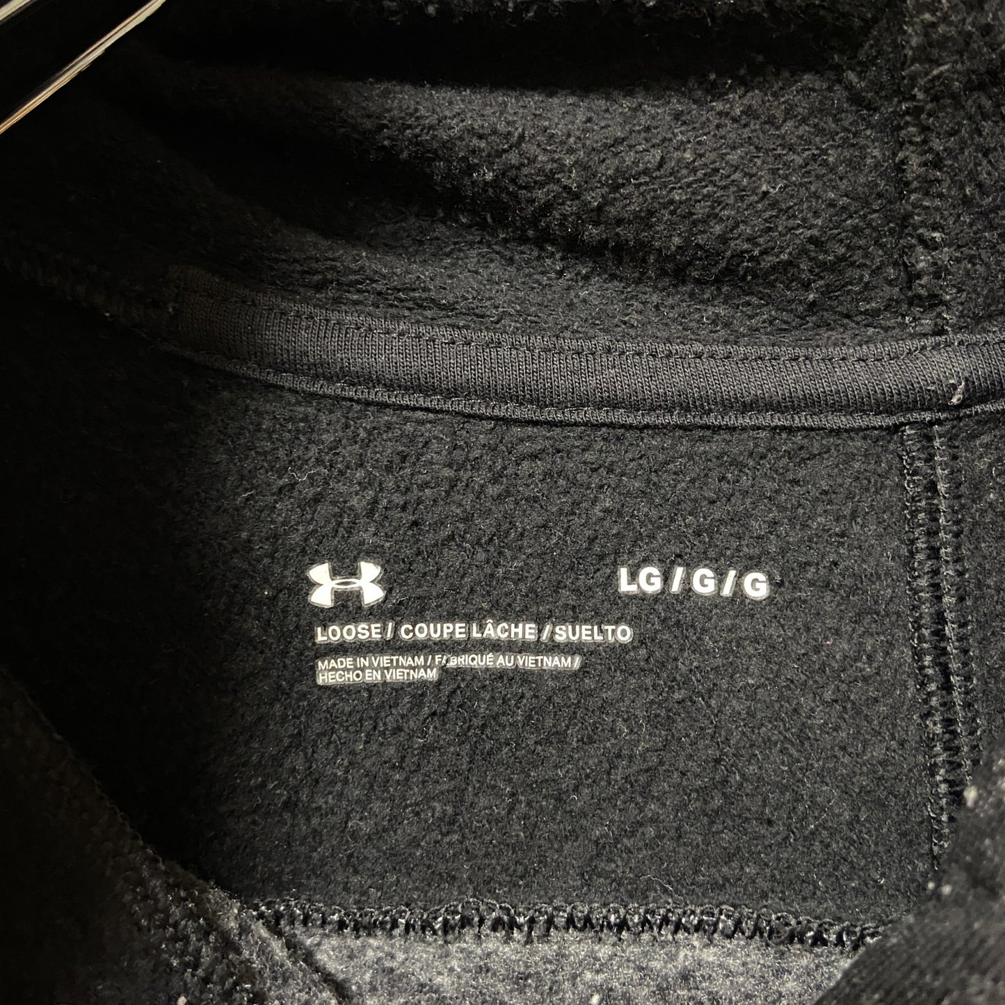 古着 used UNDER ARMOUR アンダーアーマー 長袖ロゴプリントパーカー スウェット プルオーバー 黒 Lサイズ