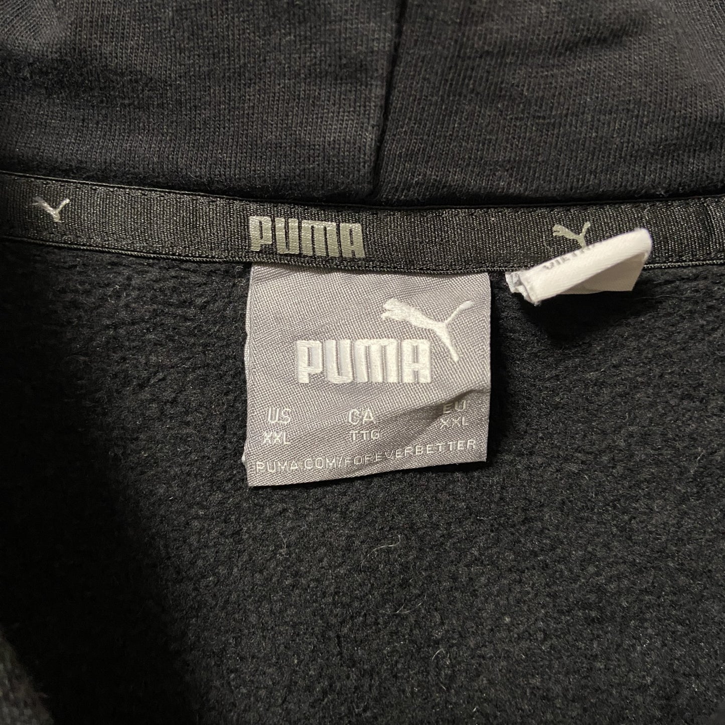 古着 used puma プーマ 長袖ロゴプリントパーカー スウェットプルオーバー 黒 ビックシルエット XXLサイズ