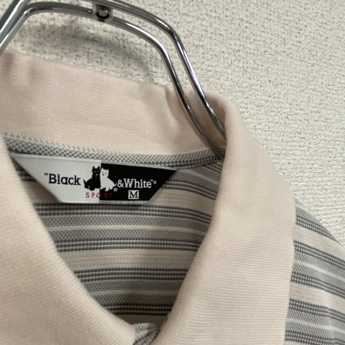 Black&White 半袖ポロシャツ ボーダー柄 マルチカラー Mサイズ