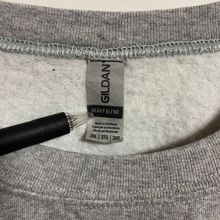 古着 used GILDAN ギルダン 長袖カレッジプリントスウェット トレーナー エンブリーリドル グレー XXLサイズ