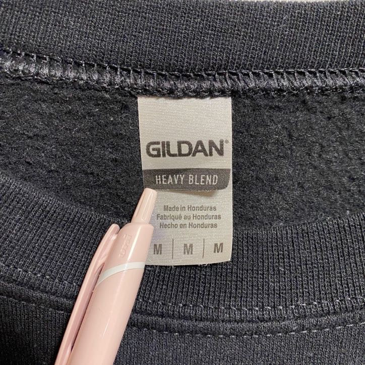 古着 used GILDAN ギルダン 長袖プリントスウェット トレーナー クルーネック ARMY 黒 ブラック 秋冬服 Mサイズ