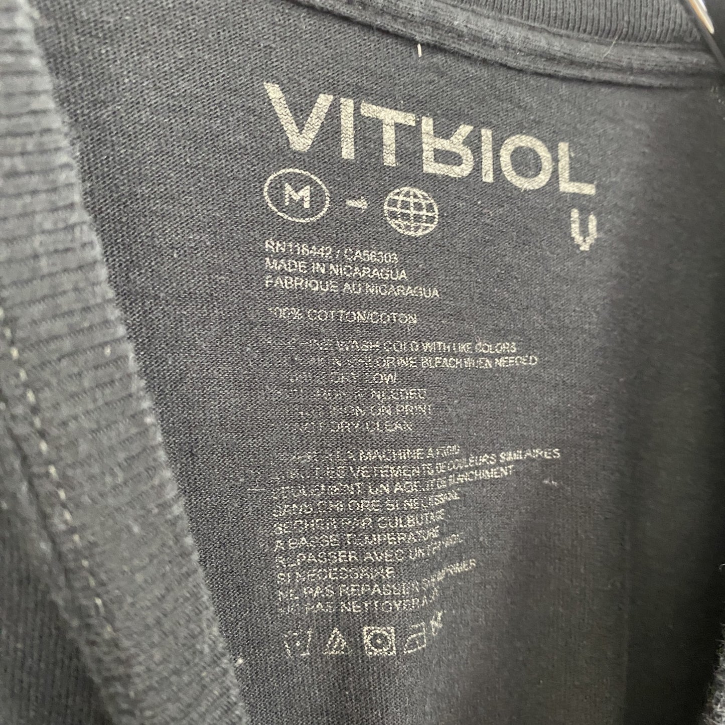 古着 used VITRIOL 半袖キャラクタープリントTシャツ ハングル Sorry クルーネック 黒 ブラック Mサイズ