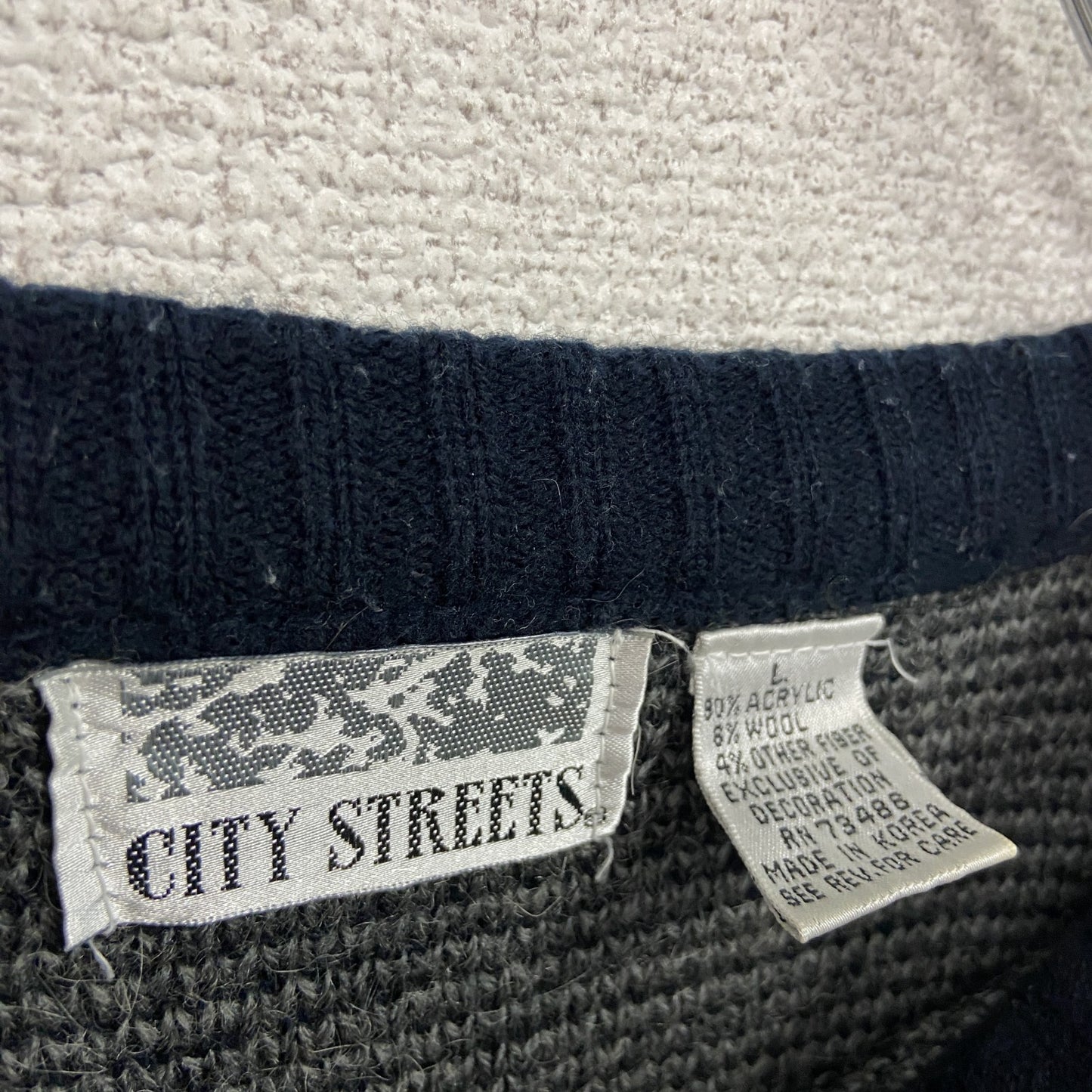 CITY STREETS ウールニットセーター ダークグレー Lサイズ