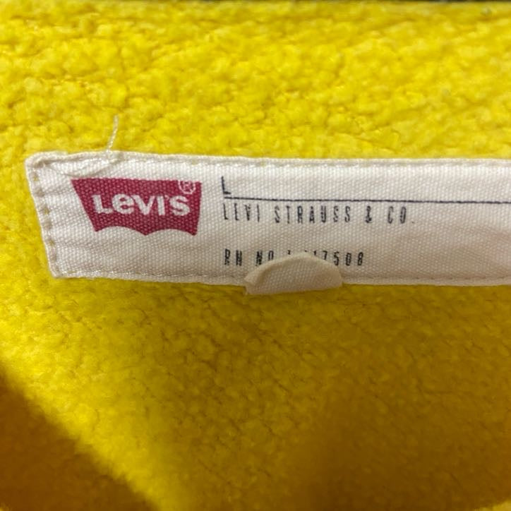 古着 used LEVI'S リーバイス 長袖ロゴプリントスウェット トレーナー クルーネック レトロデザイン 黄色 黒 Lサイズ