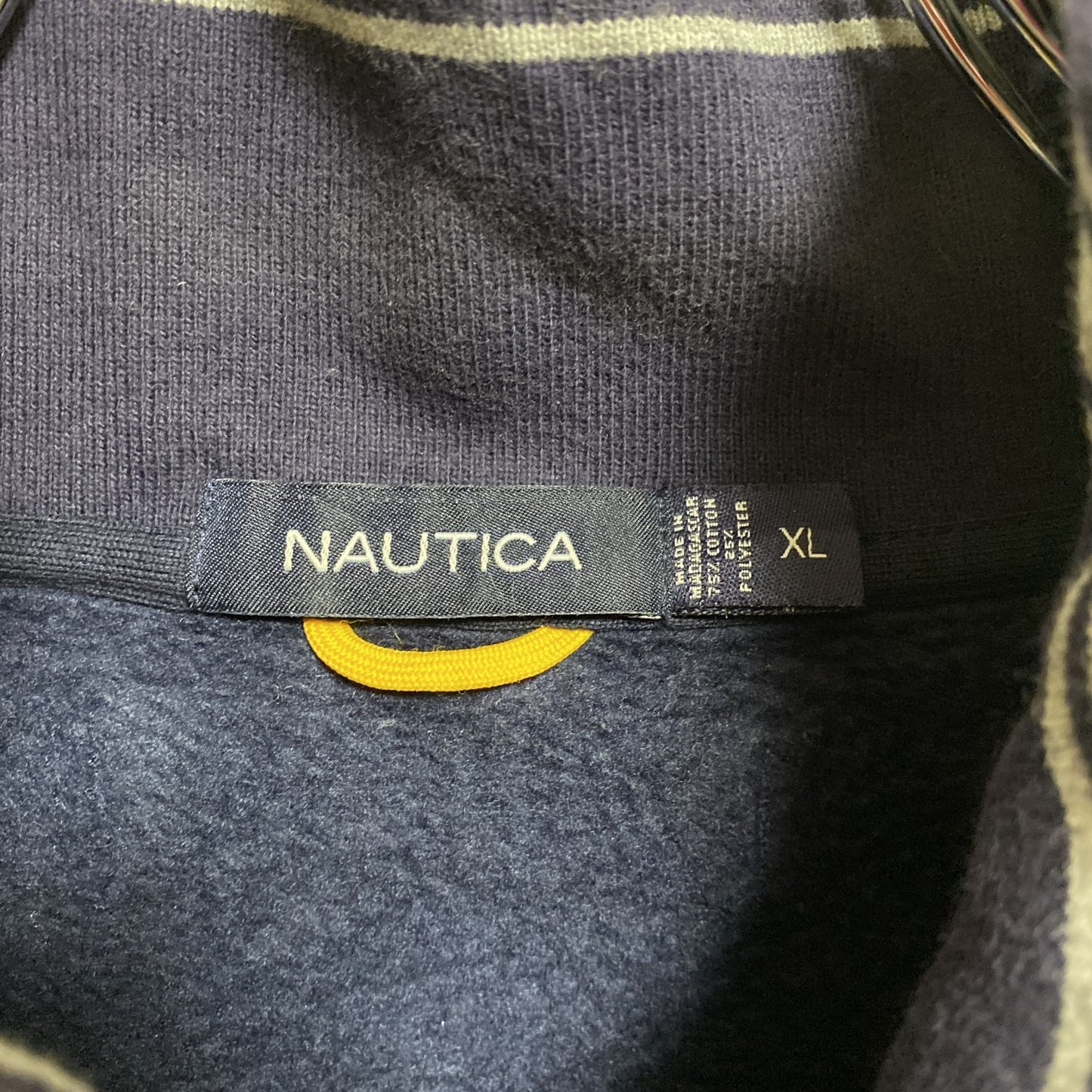 古着 used NAUTICA ノーティカ 長袖ハーフジップスウェット トレーナー ネイビー ビックシルエット XLサイズ