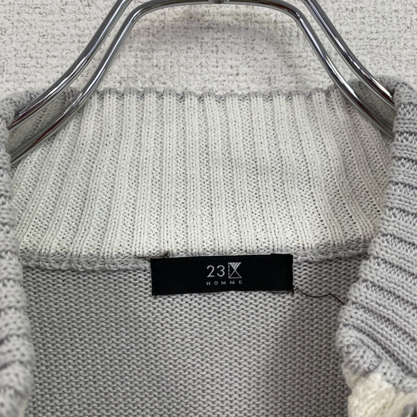 23区HOMME ニジュウサンクオム オンワード樫山 ジップアップコットンカーディガン 灰色 グレー 46サイズ