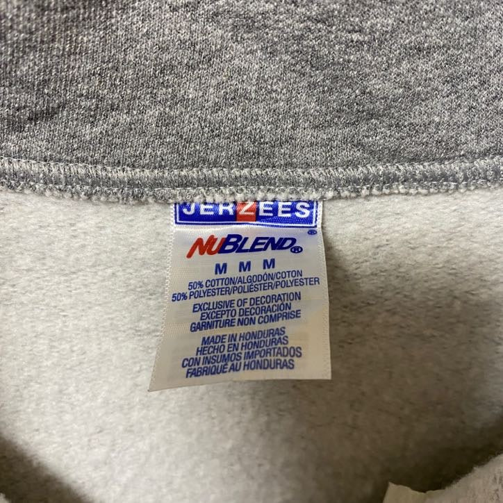 古着 used JERZEES ジャージーズ 長袖ハーフジップスウェット トレーナー グレー ハイネック 秋冬服 Mサイズ