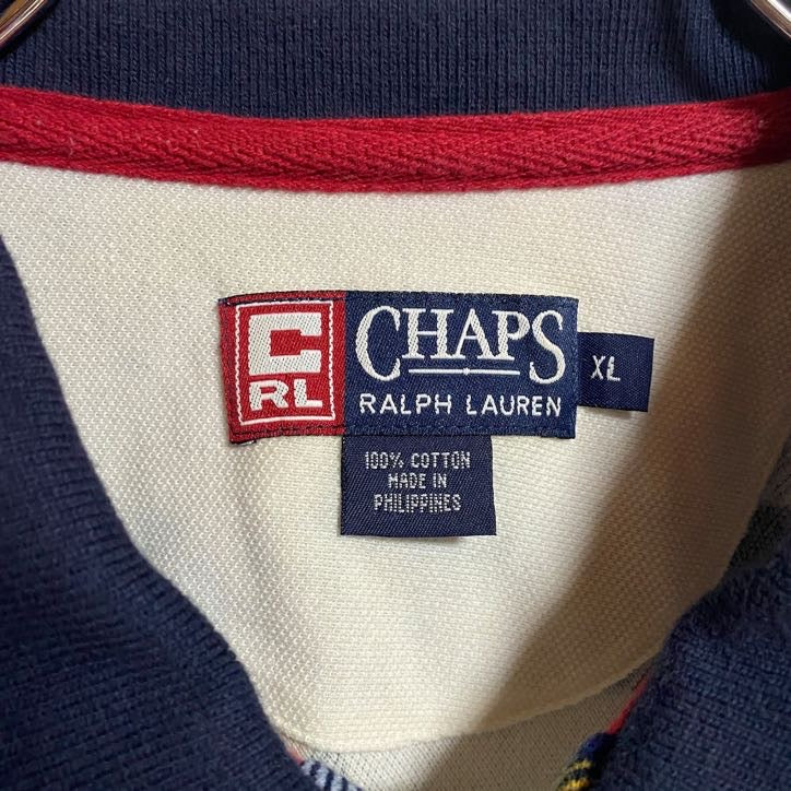 古着 used CHAPS by RALPHLAUREN 半袖チェック柄ポロシャツ ワンポイント刺繍 ビッグシルエット XLサイズ