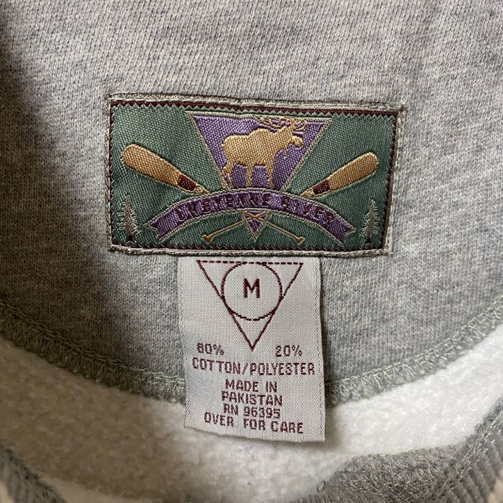 古着 used 90s COLORADO 長袖刺繍リンガースウェット トレーナー ロッキー山脈 グレー ヴィンテージ Mサイズ