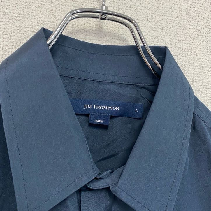 JIM THOMPSON ジムトンプソン 長袖シルクシャツ 紺 ネイビー Lサイズ