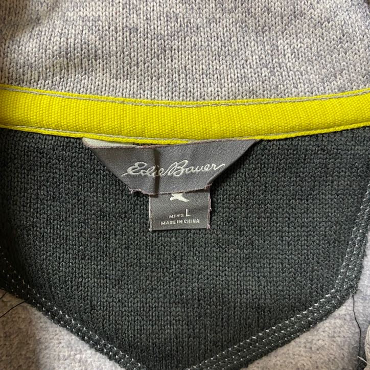 古着 used Eddie Bauer エディーバウアー 長袖ハーフジップスウェット トレーナー ワンポイントロゴ刺繍 Lサイズ