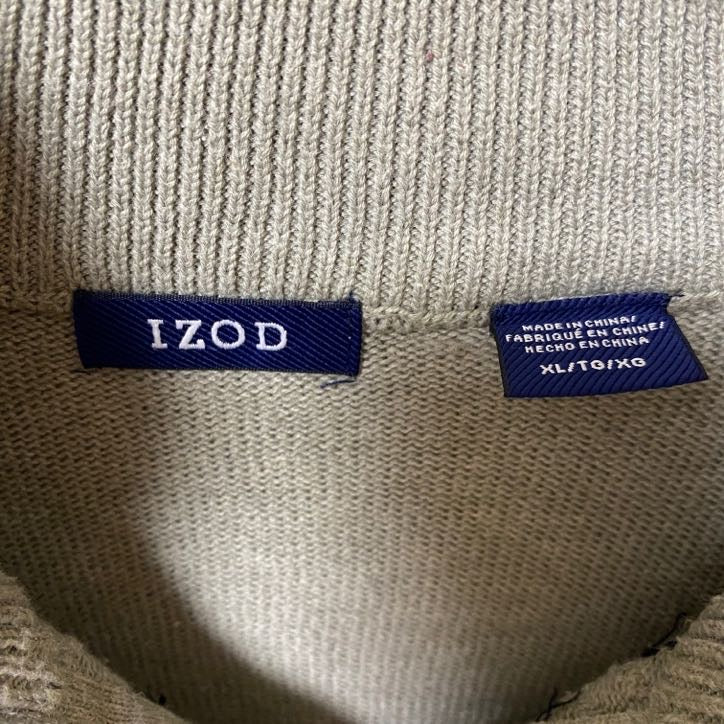 IZOD アイゾッド ハーフジップニットセーター 総柄 灰色 グレー XLサイズ