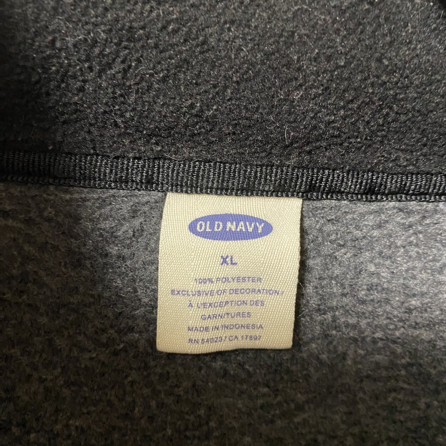 古着 used OLD NAVY オールドネイビー 長袖フリースジャケット ハーフジップアウター ロゴ刺繍 グレー XLサイズ