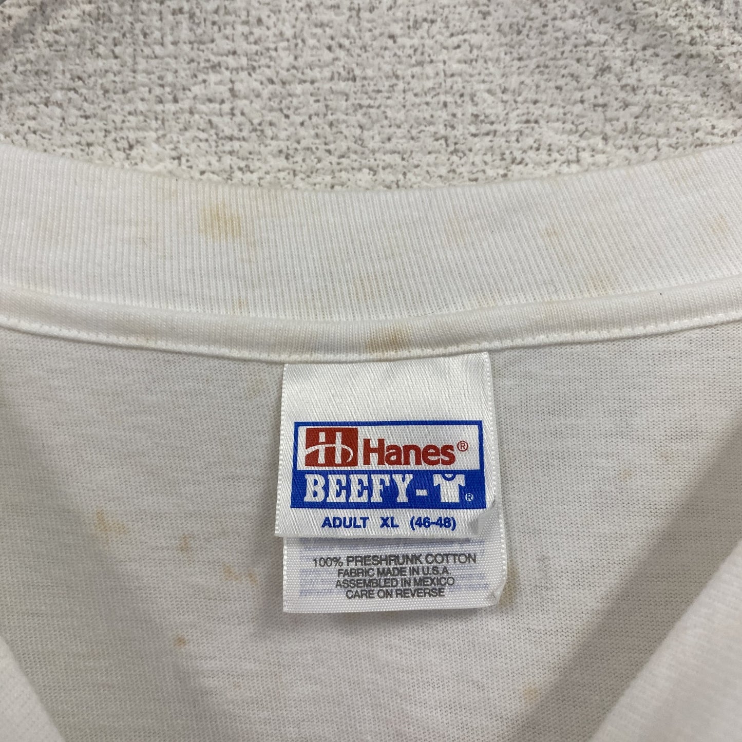 90s Hanes ヘインズ BEEFY-T AKAI 半袖Tシャツ 企業ロゴ シングルステッチ 白 ホワイト XLサイズ