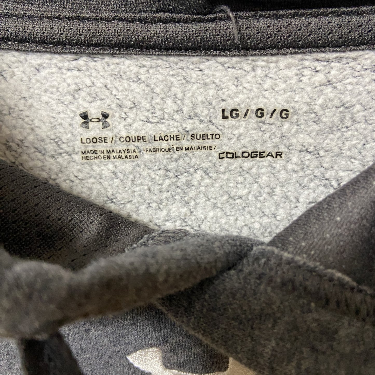 古着 used UNDER ARMOUR アンダーアーマー 長袖プリントパーカー レトロデザイン グレー Lサイズ