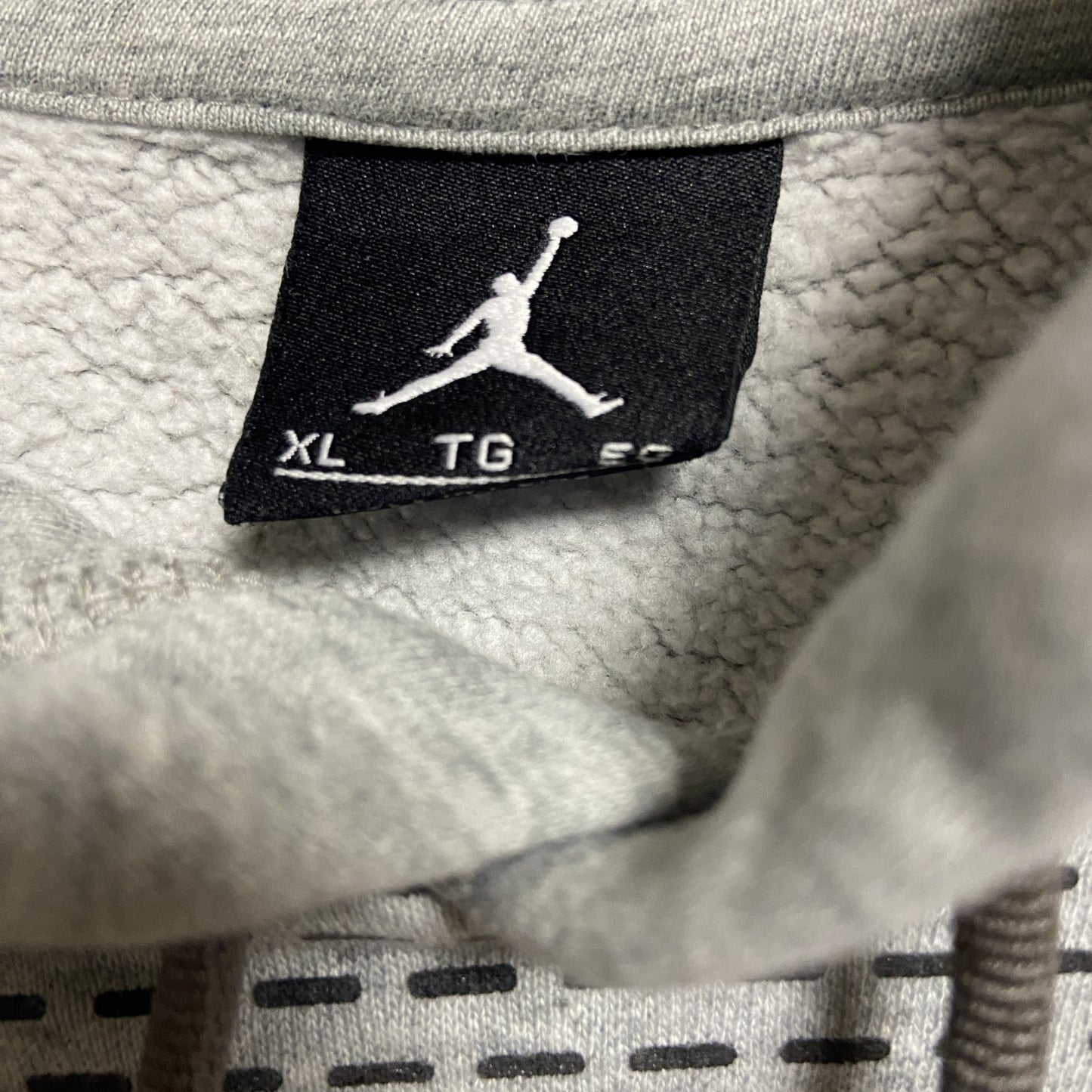 古着 used JORDAN ジョーダン 長袖デザインプリントパーカー フーディー ラグラン ジャンプマンロゴ グレー XLサイズ