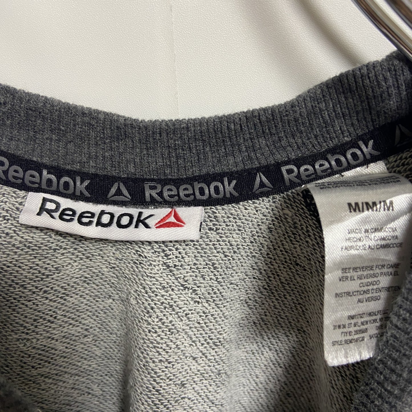 古着 used Reebok リーボック 長袖ロゴプリントスウェット トレーナー ラグラン袖 レトロデザイン グレー Mサイズ