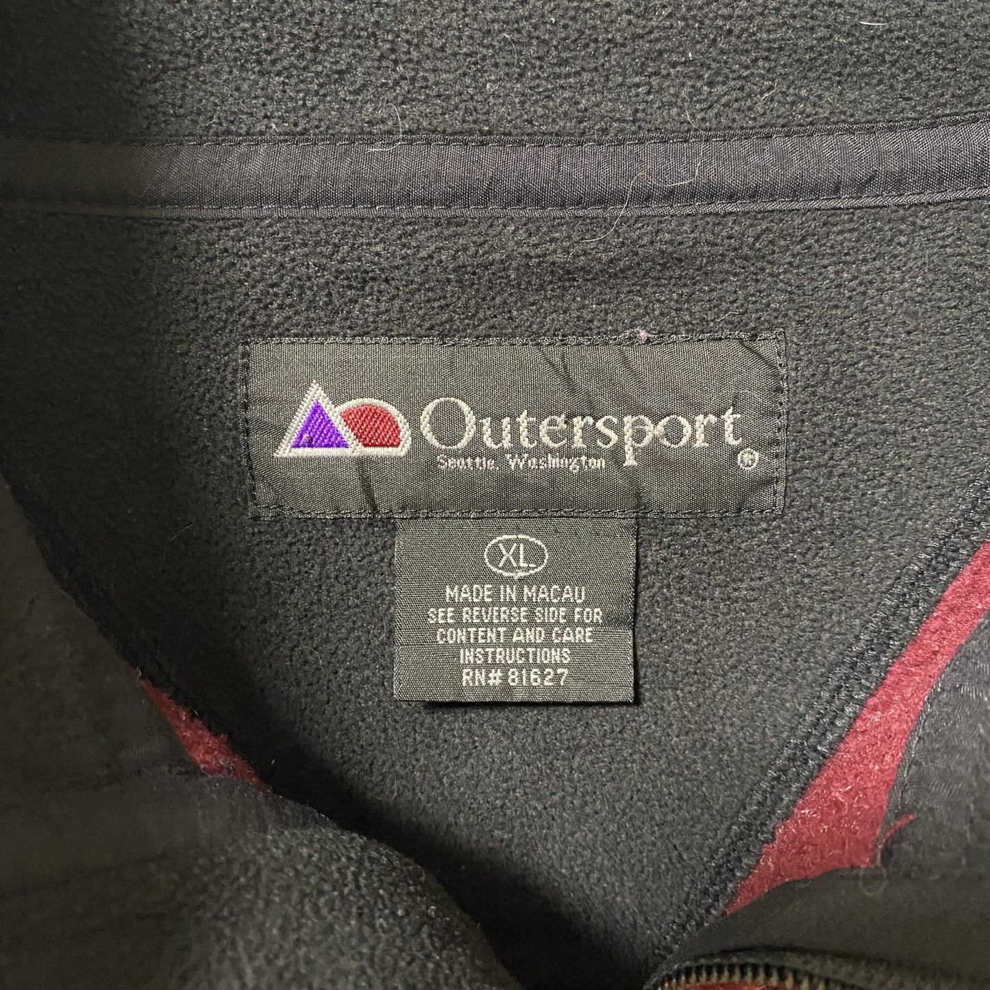 ~90s Outersport ハーフジップフリースジャケット/ボアジャケット ハの字ポケット ワンポイント ボルドー XLサイズ