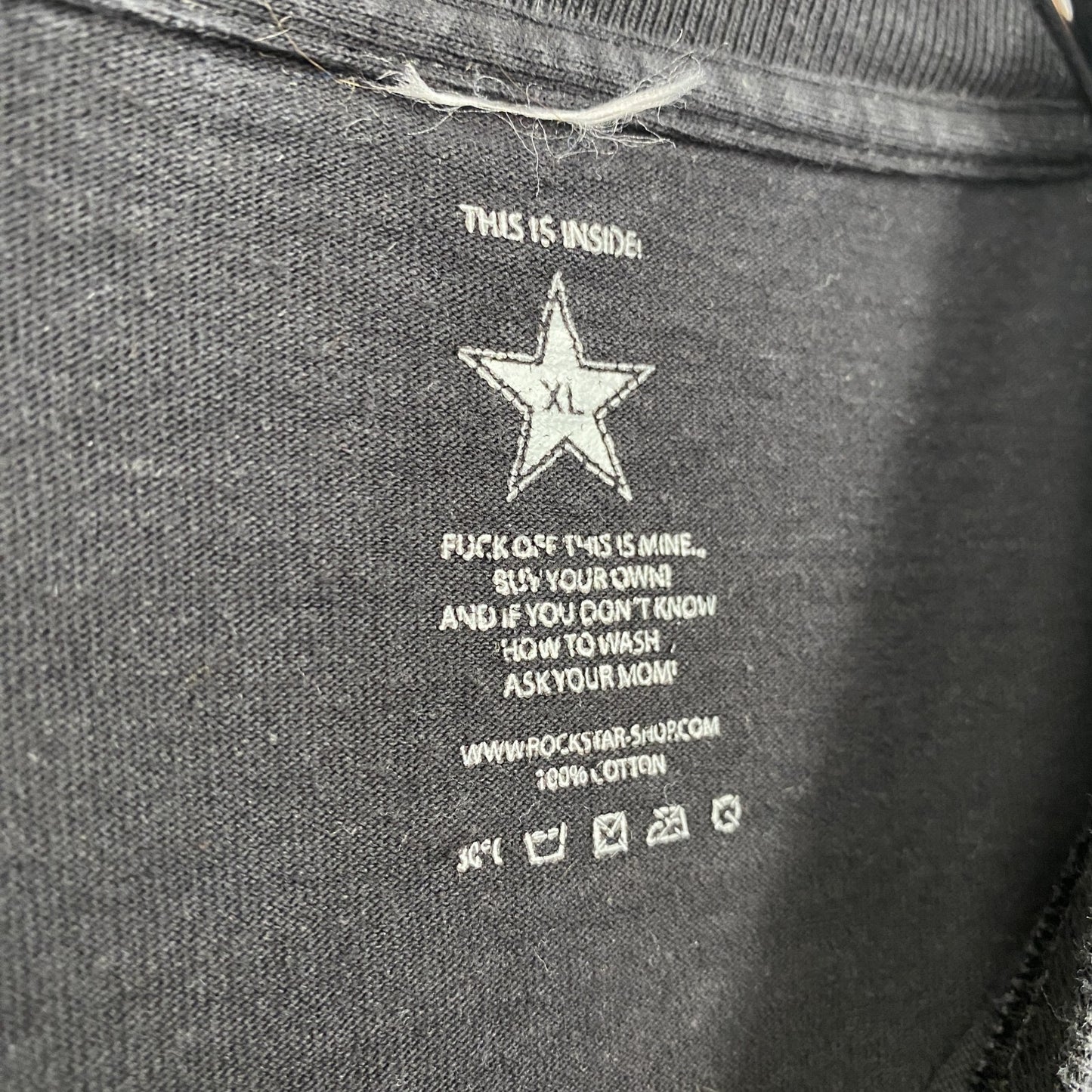 古着 used THIS IS INSIDE 半袖両面プリントTシャツ ROCKSTAR 星 エナジードリンク 黒 XLサイズ