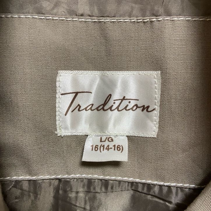古着 used Tradition 長袖マウンテンパーカー ハイネックアウター ベージュ 秋冬服 レトロ Lサイズ