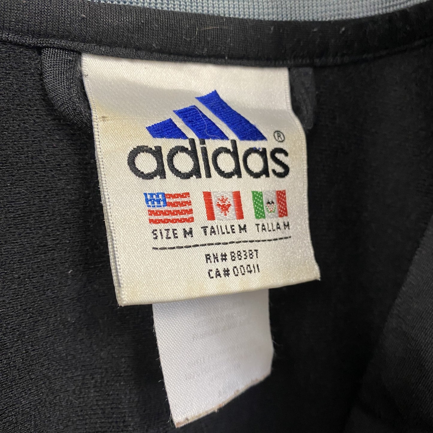 古着 used 90s adidas アディダス 長袖トラックジャケット フルジップジャージ ヴィンテージ 黒 ブラック Mサイズ