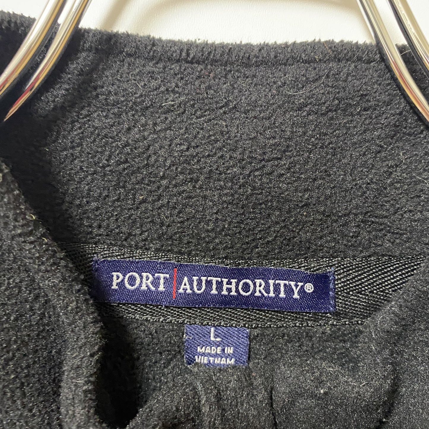古着 used PORT AUTHORITY 長袖フリースジャケット フルジップアウター 黒 ブラック ハイネック Lサイズ