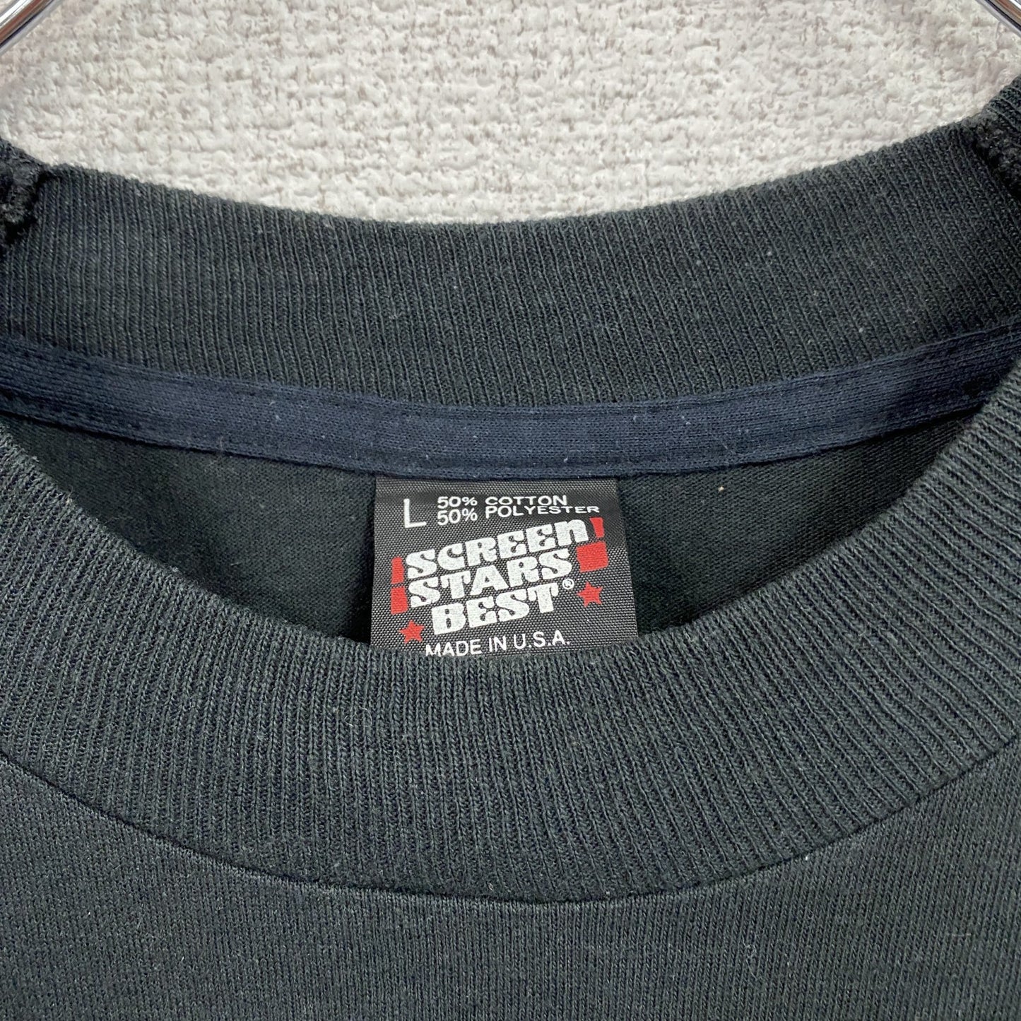 90s SCREEN STARS 半袖プリントTシャツ ヴィンテージ シングルステッチ 黒 ブラック Lサイズ
