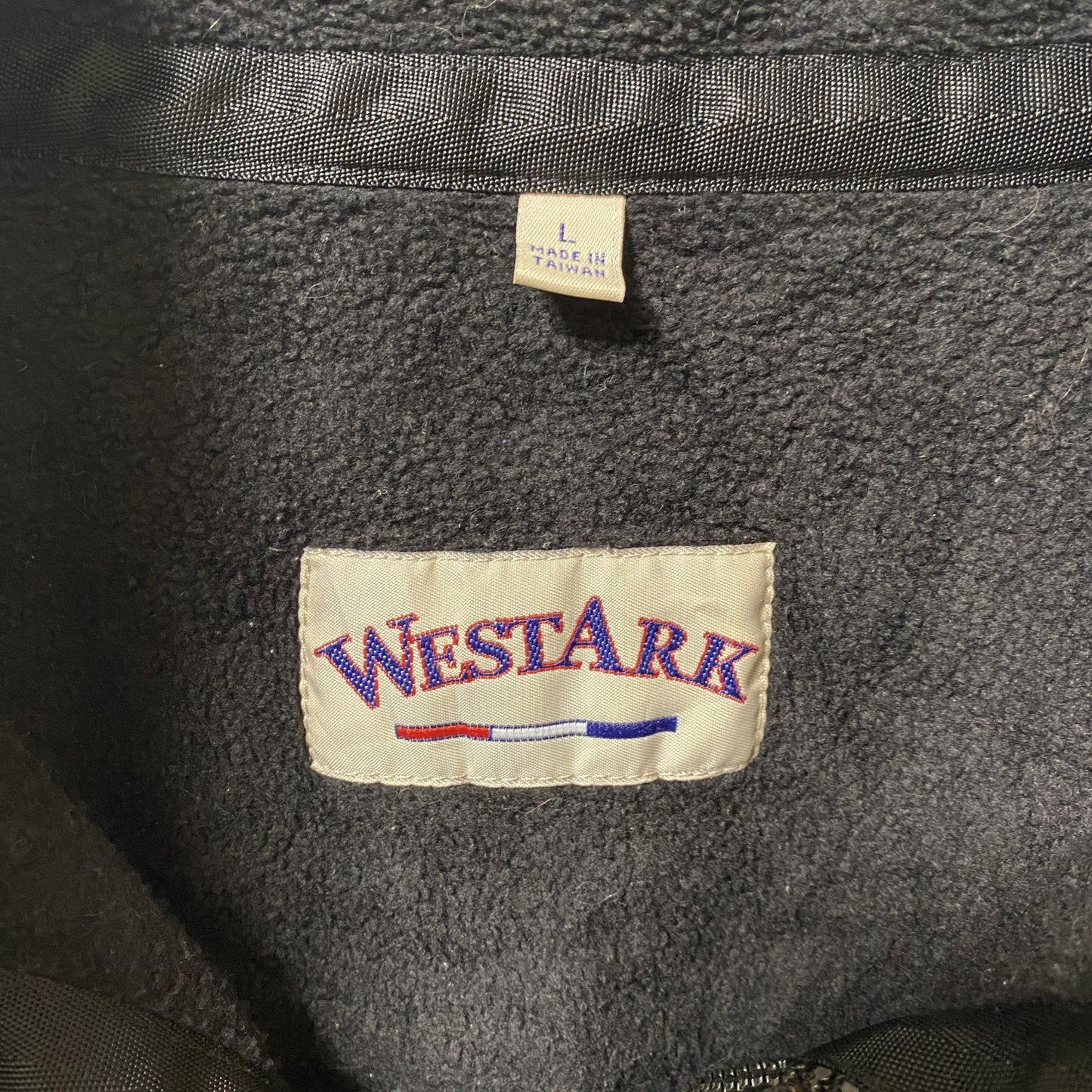 古着 used WESTARK 長袖ハーフジップフリース ブルゾン ワンポイント刺繍 ハイネック 黒 ブラック Lサイズ
