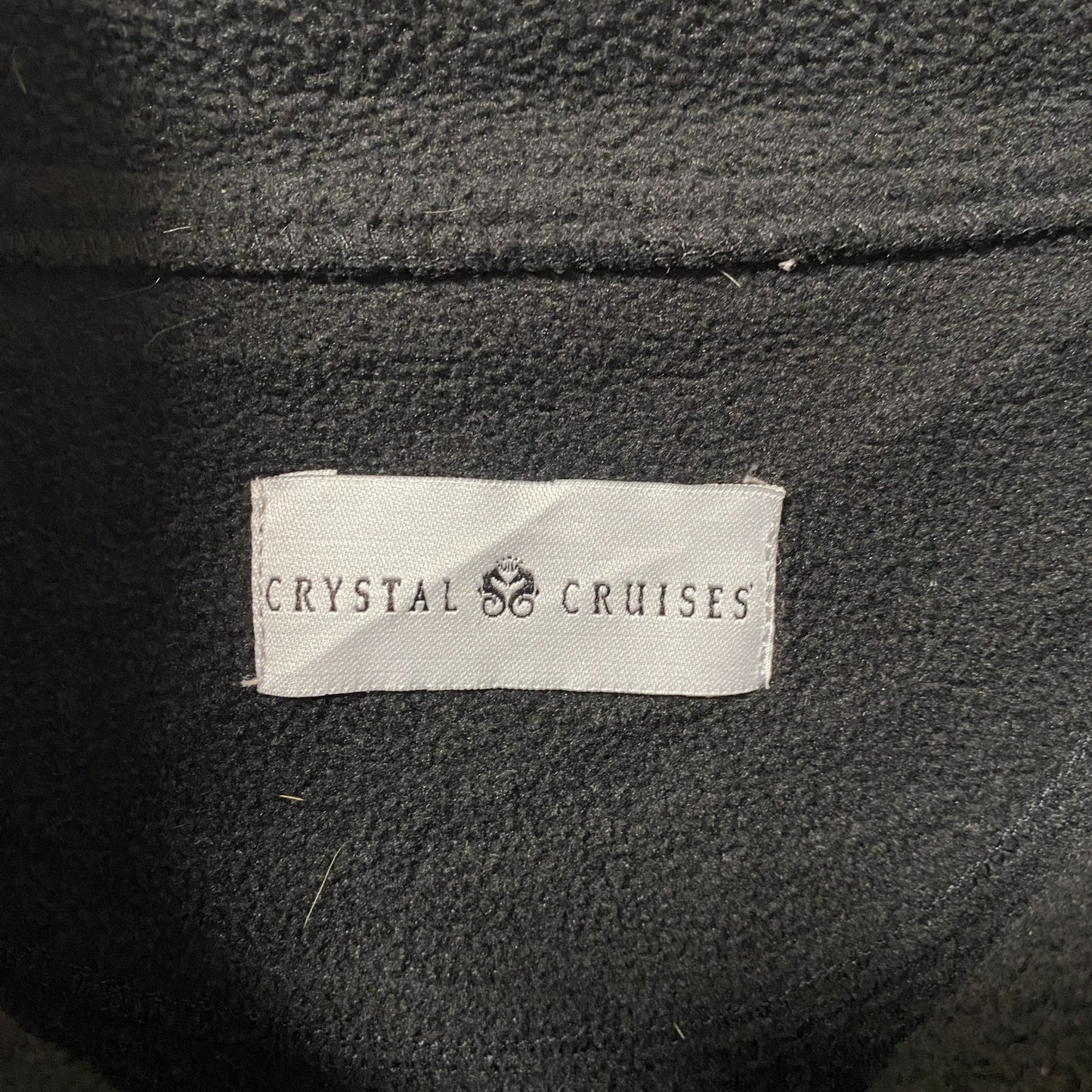 古着 used CRYSTAL CRUISES 長袖ハーフジップフリース ワンポイント刺繍 ハイネック 黒 ブラック XLサイズ