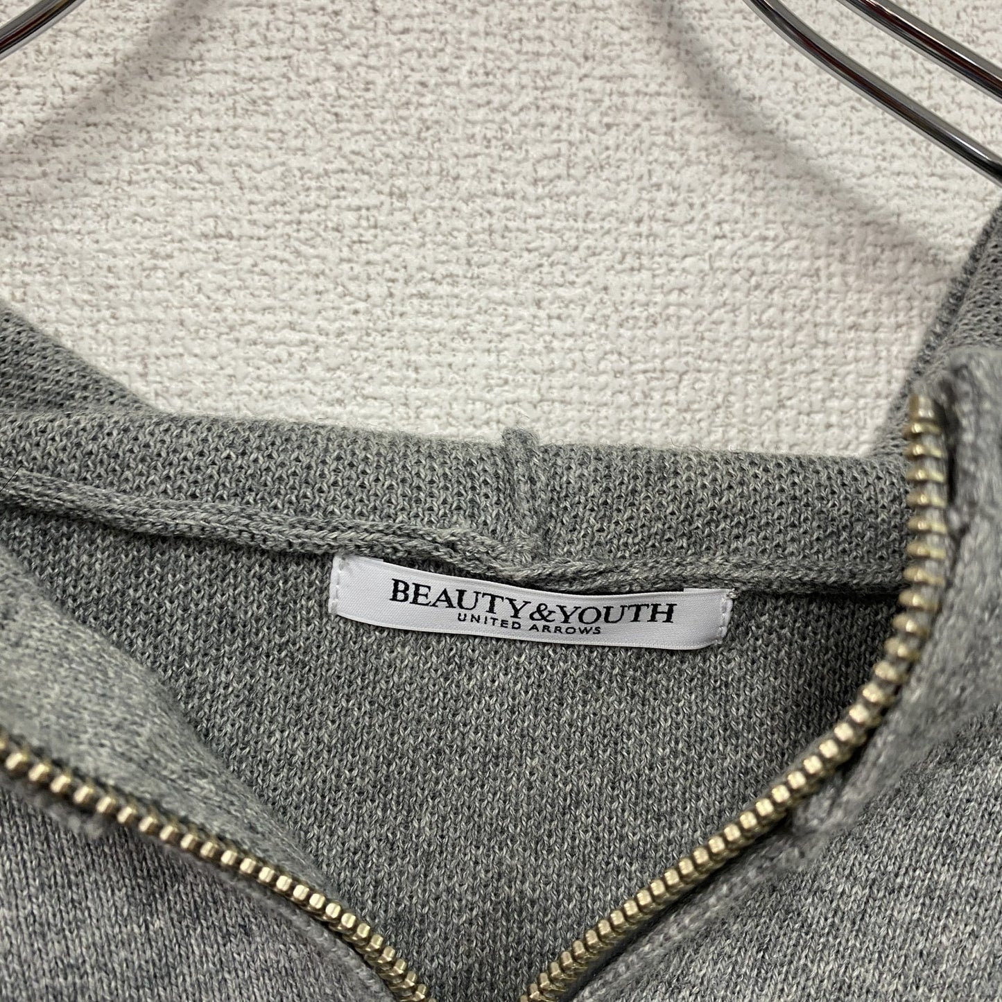 BEAUTY&YOUTH UNITED ARROWS ユナイテッドアローズ ハーフジップニットフーディ 灰色 グレー フリーサイズ