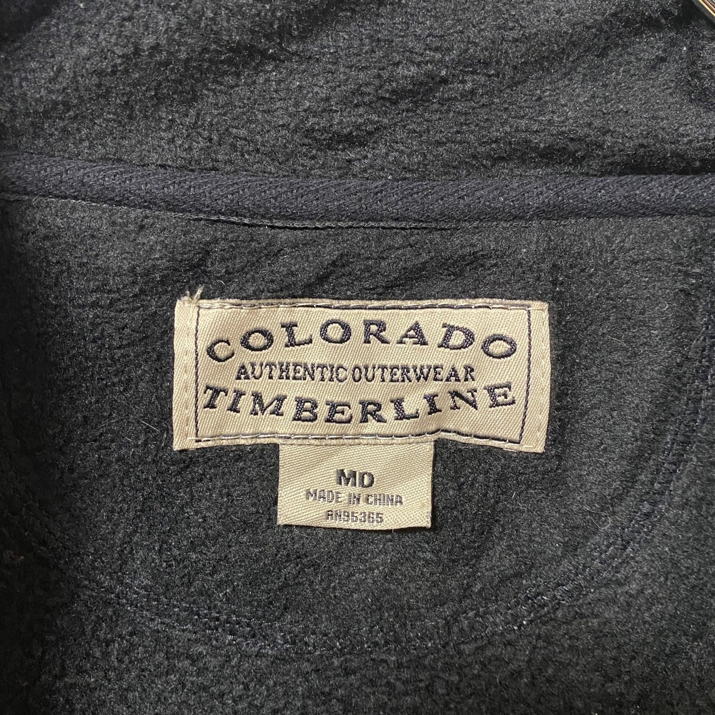 古着 used COLORADO TIMBERLINE 長袖フリースジャケット フルジップ ワンポイント刺繍 黒 Mサイズ
