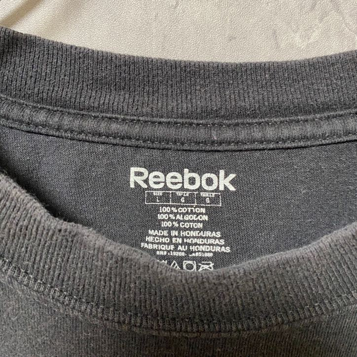 古着 used Reebok リーボック 半袖プリントTシャツ 黒 ブラック レトロ デザイン 個性的 クルーネック 春夏服