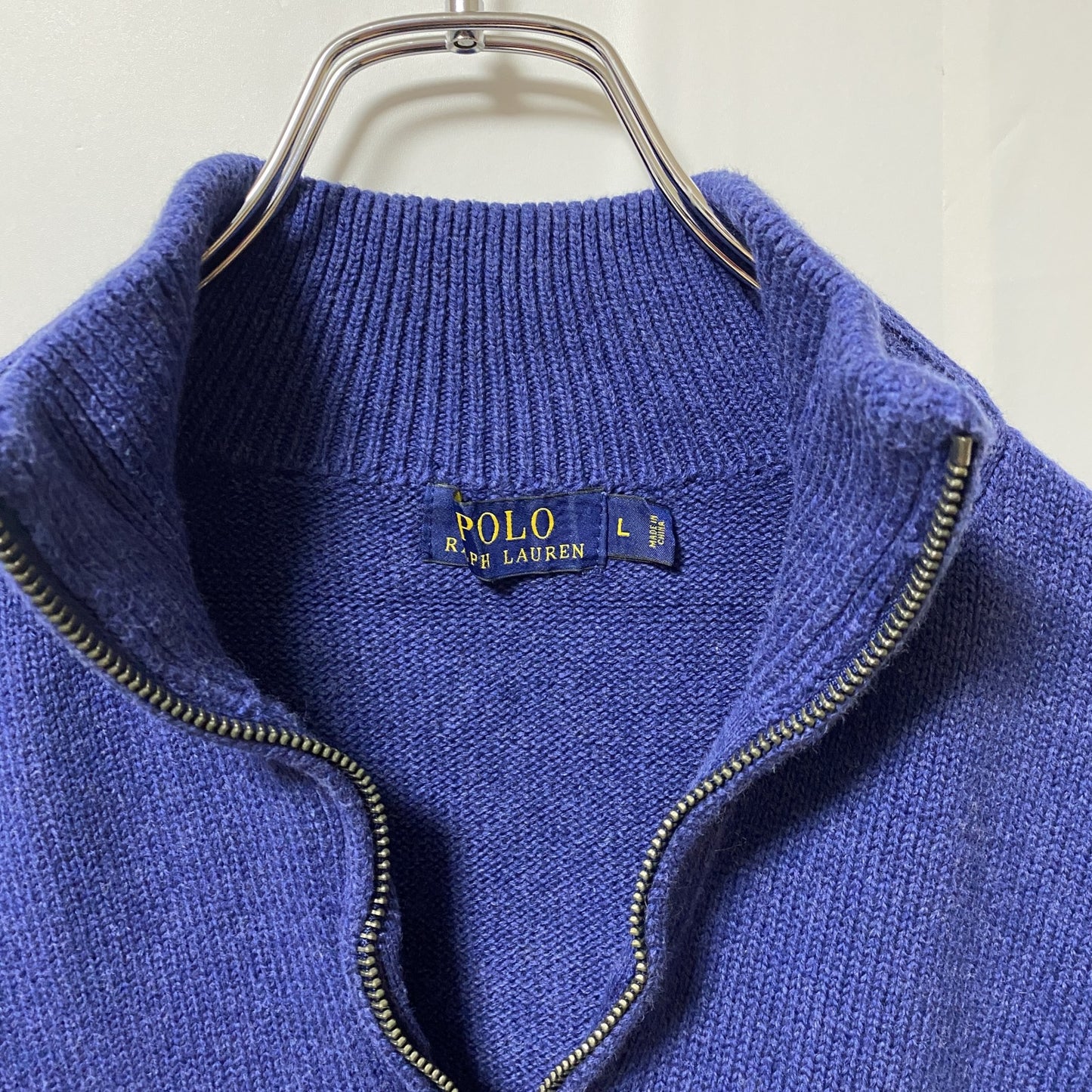 POLO RALPH LAUREN ポロラルフローレン ハーフジップニットセーター ロゴ刺繍 ネイビー Lサイズ