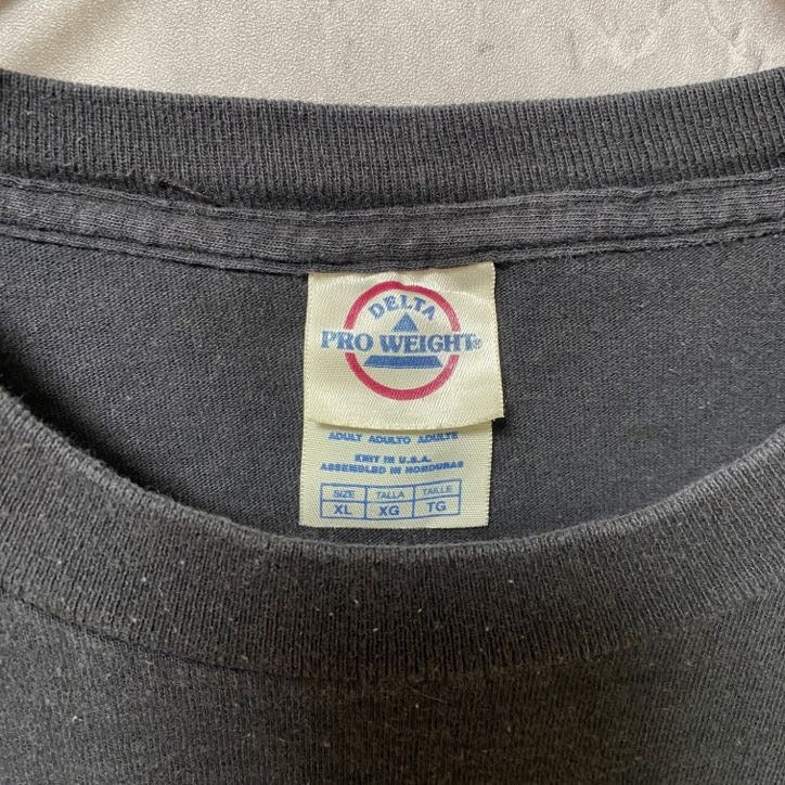 古着 used 00s DELTA 半袖ゲームプリントTシャツ 黒 ブラック レトロデザイン クルーネック XLサイズ