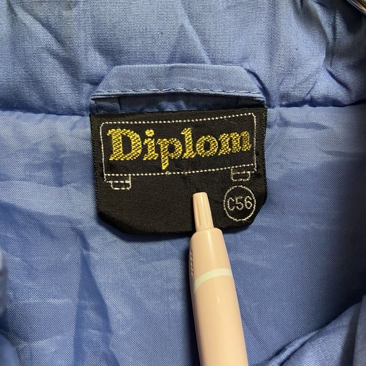古着 used Diplom 長袖ハイネックナイロンジャケット ジップアップブルゾン エポーレット 水色 ライトブルー 秋冬服