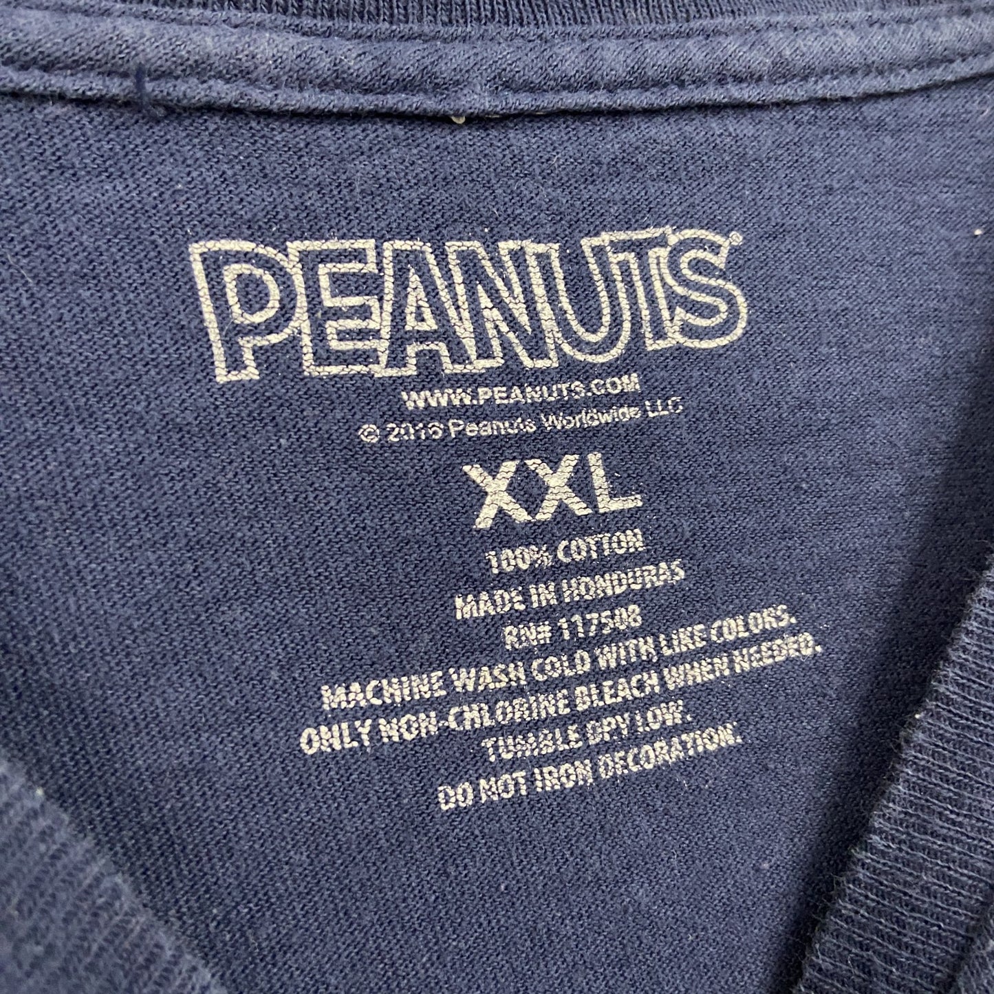 PEANUTS ピーナッツ SNOOPY スヌーピー 半袖キャラクタープリントTシャツ 紺 ネイビー 2XLサイズ