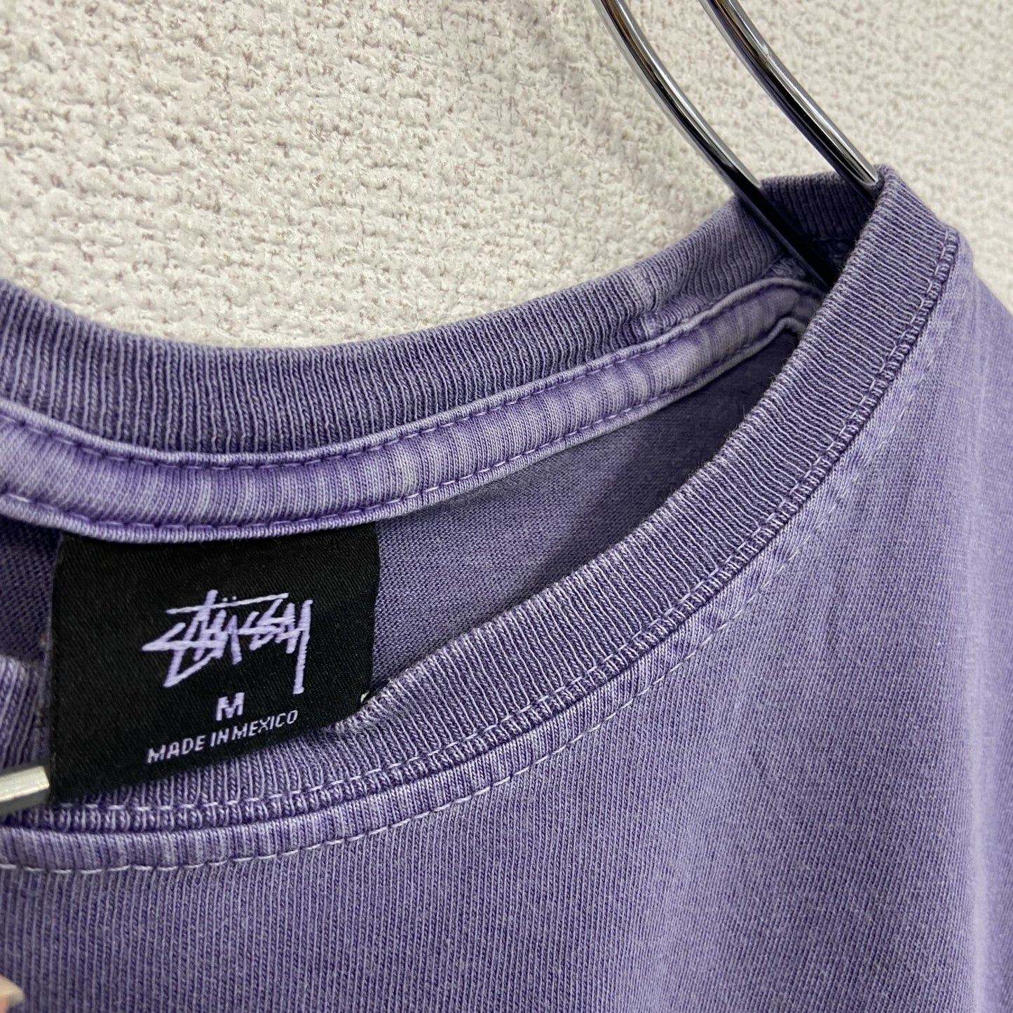 STUSSY ステューシー 半袖プリントTシャツ 両面プリント スカル 骸骨 紫 パープル Mサイズ