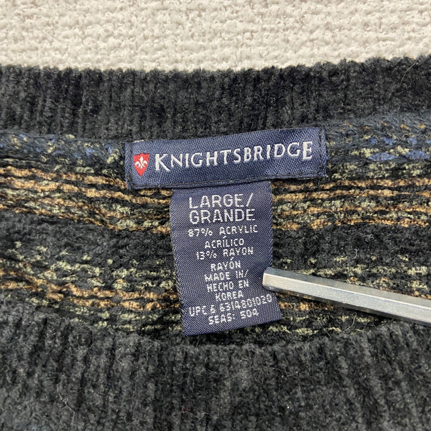 90s~ KNIGHTSBRIDGE アクリルニットセーター ボーダー柄 ヴィンテージ マルチカラー Lサイズ