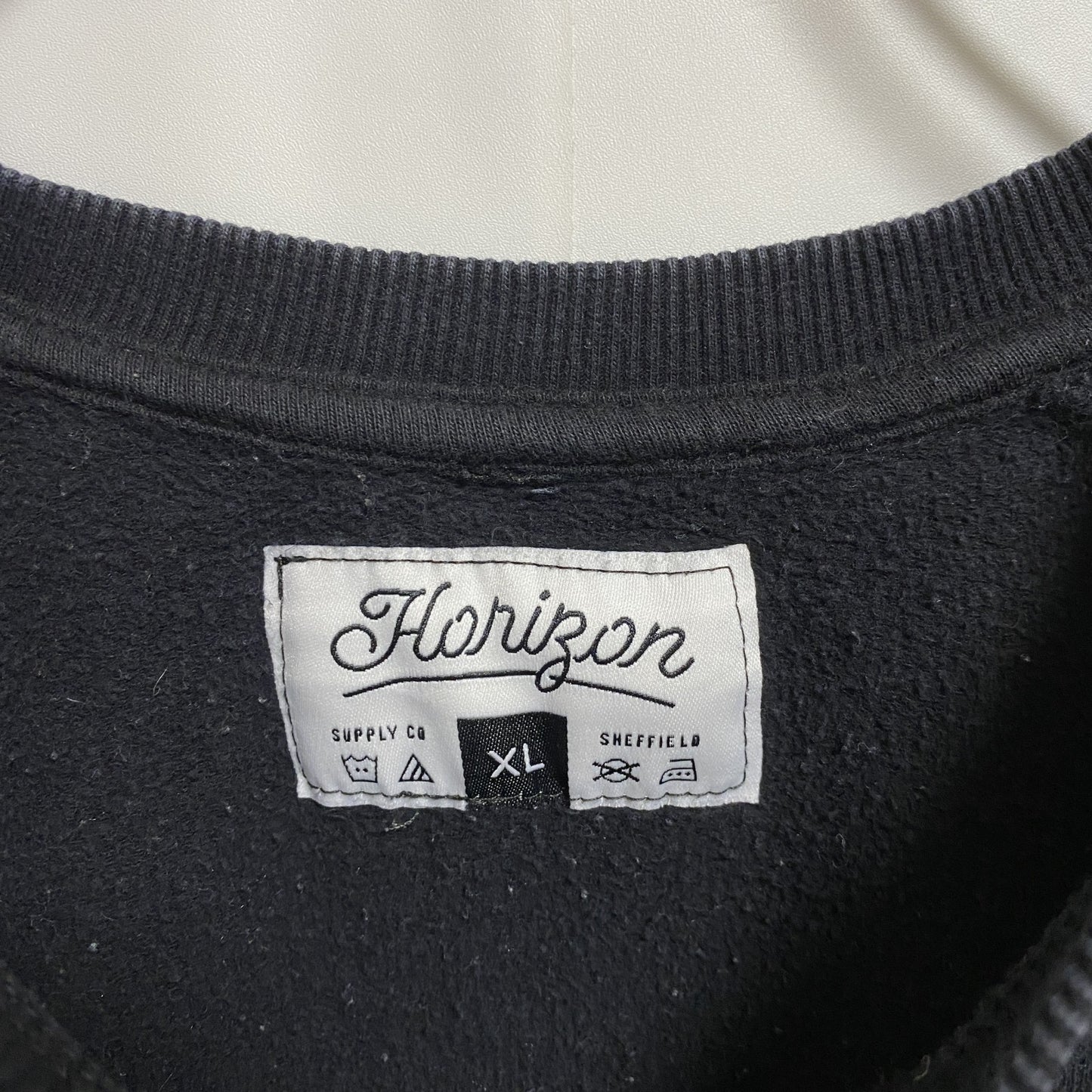 古着 used Holizon 長袖デザインプリントスウェット トレーナー 黒 ブラック ビックシルエット XLサイズ