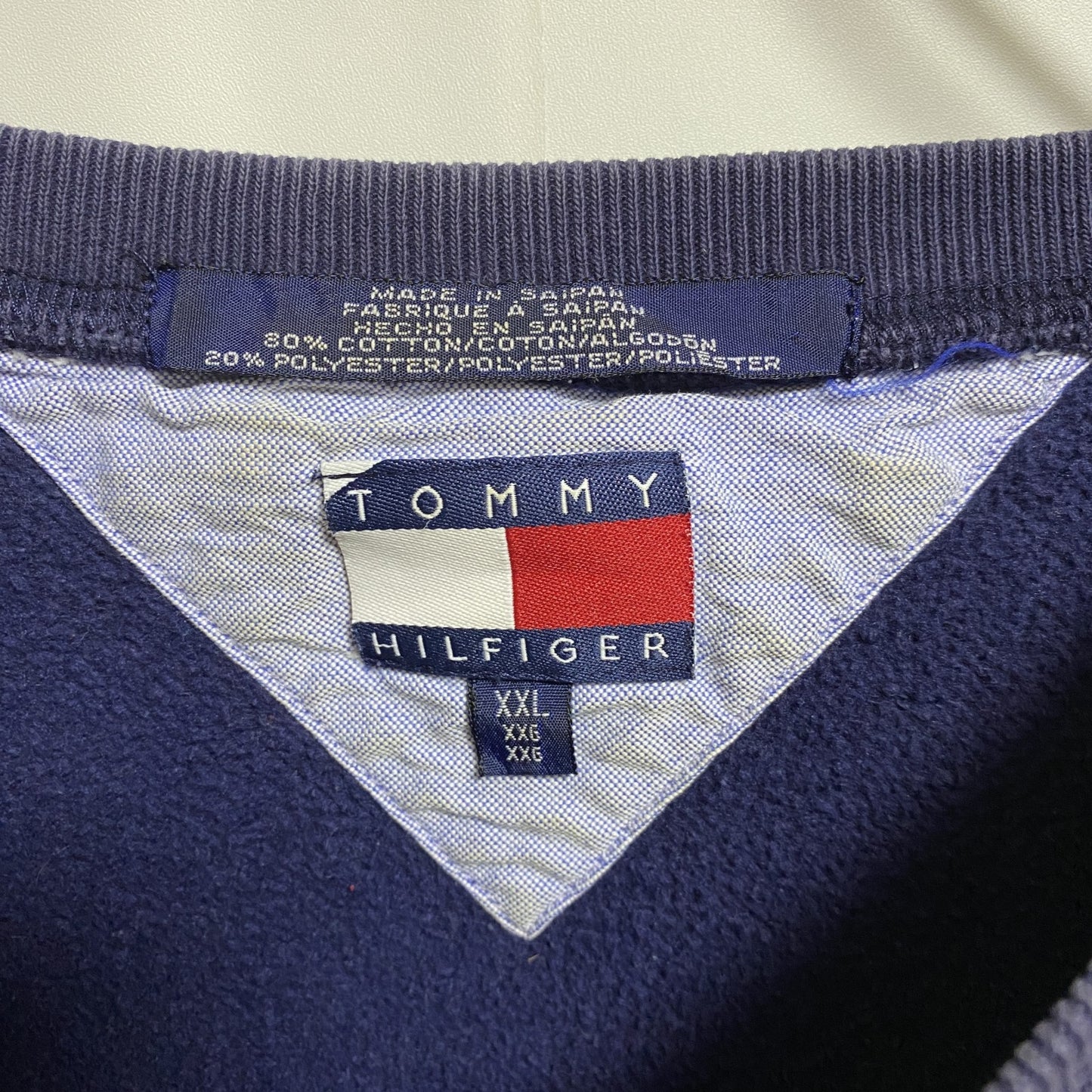 古着 used TOMMY HILFIGER トミーヒルフィガー 長袖スウェット トレーナー ワンポイント刺繍 XXLサイズ