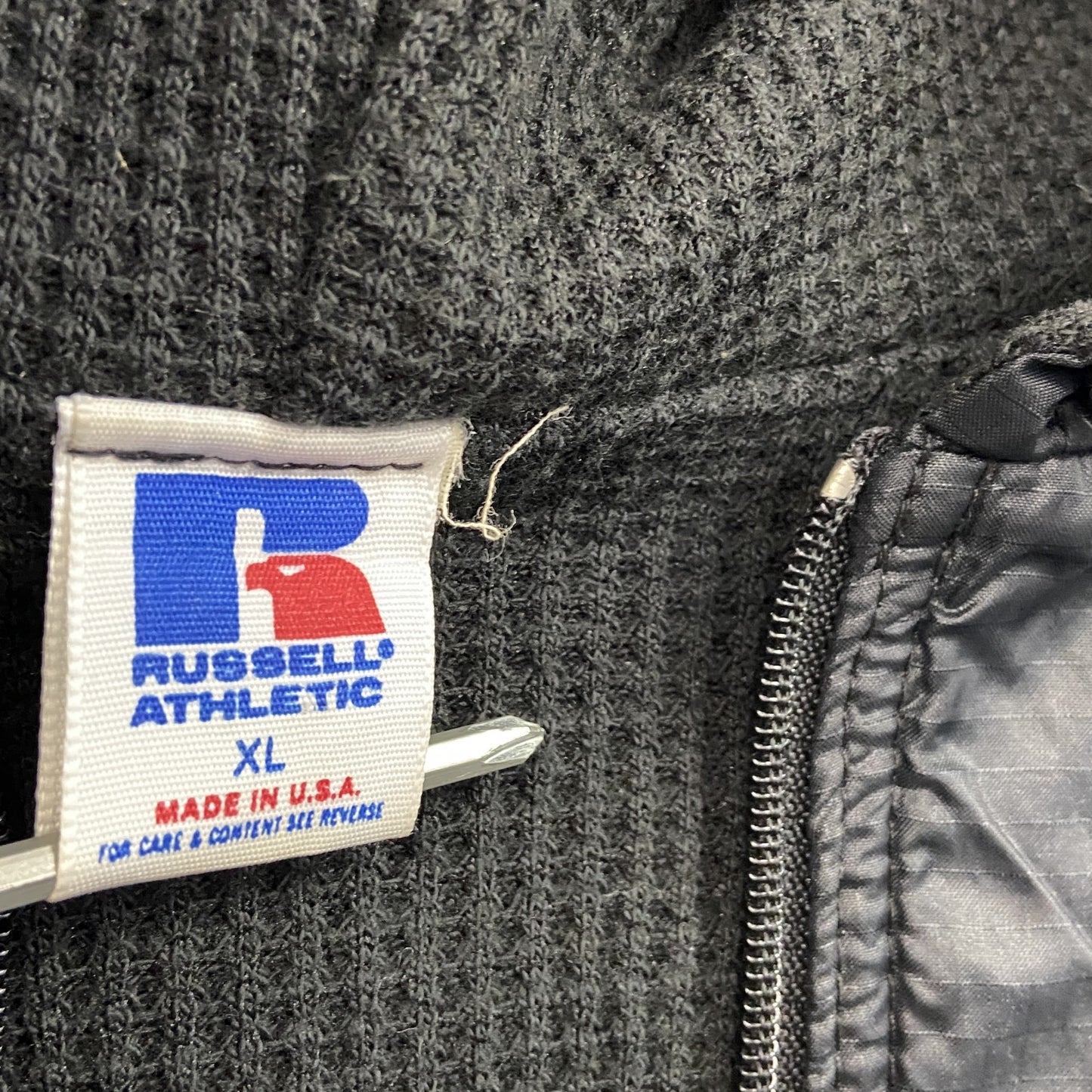 RUSSELL ラッセル フルジップナイロンジャケット フード 黒 ブラック XLサイズ