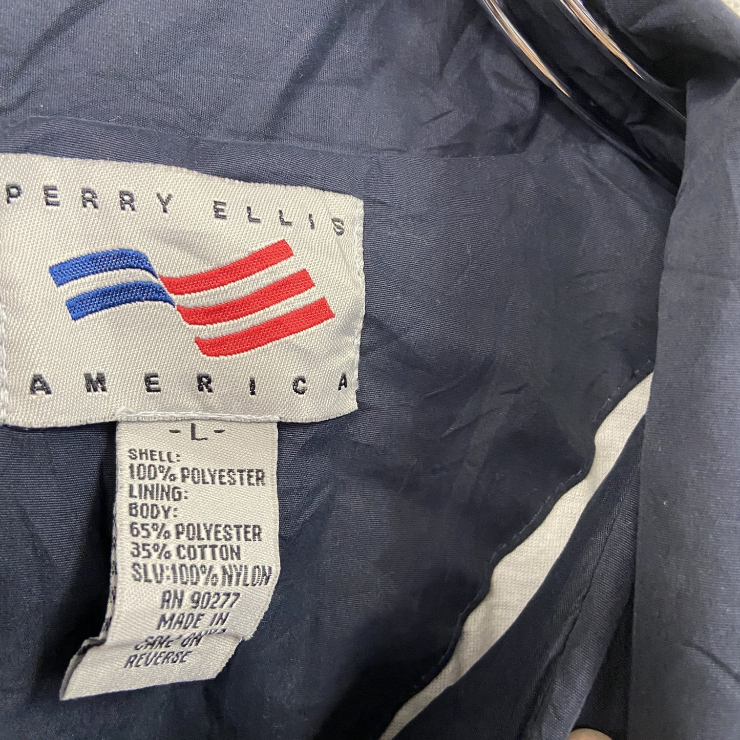 ~00s PERRY ELLIS ペリーエイルス フルジップジャケット アーチプリント ヴィンテージ 紺 ネイビー Lサイズ