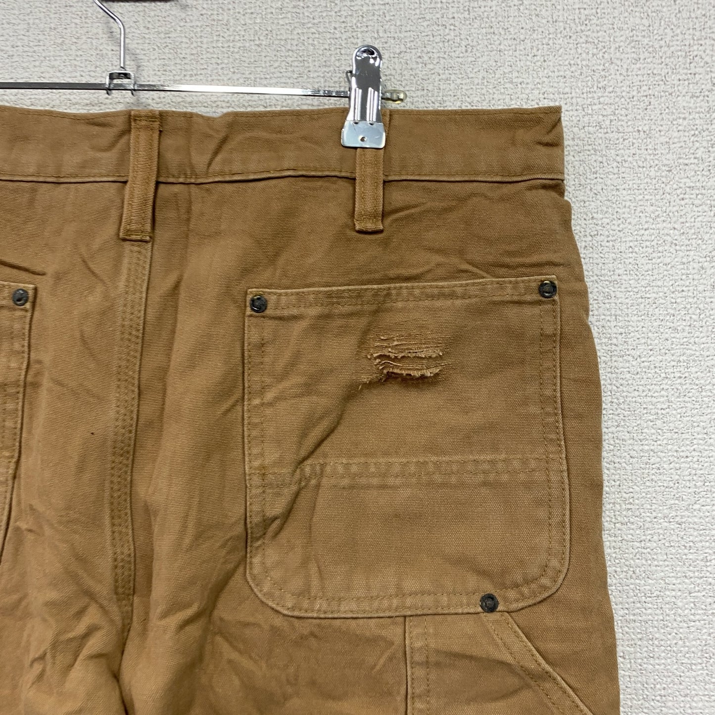 ノーブランド ダブルニーペインターパンツ ダックパンツ ジップフライ キャメル