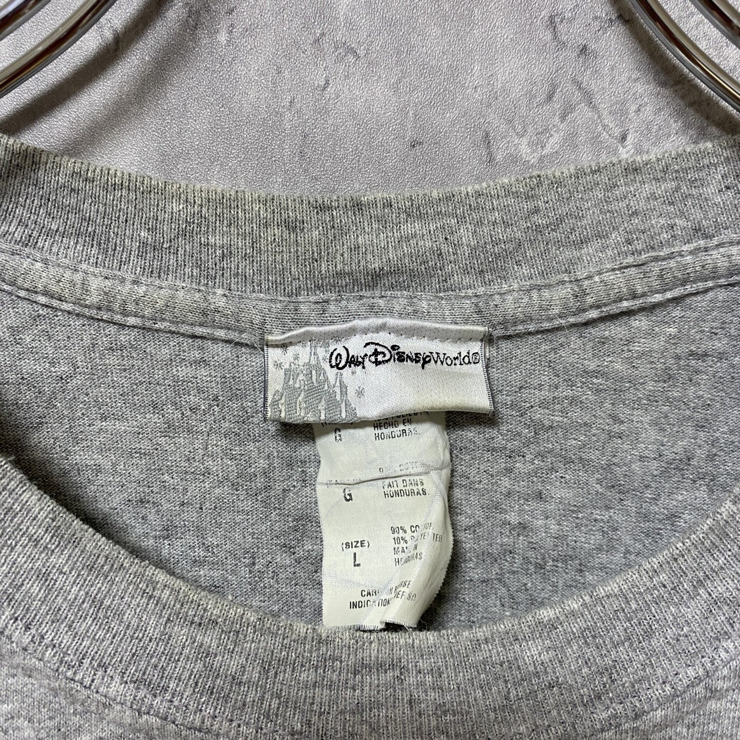 古着 used Disney World ディズニー ミッキー 半袖オフィシャルプリントTシャツ バックプリント グレー Lサイズ